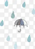 可爱元素卡通布偶 雨伞 下雨