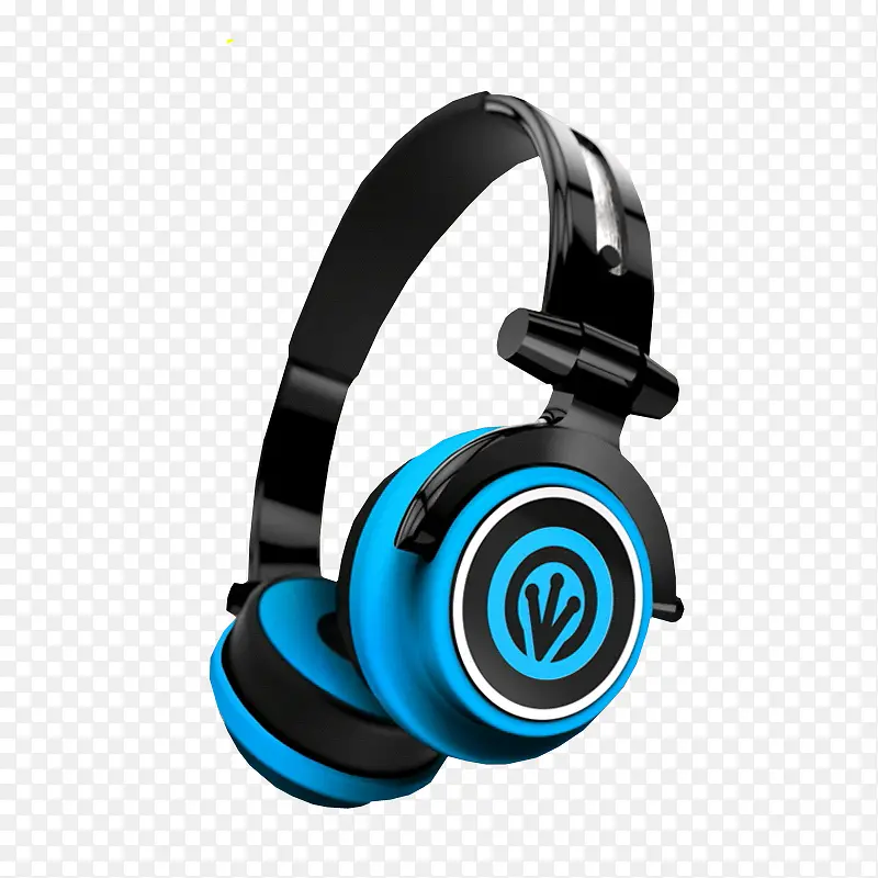 产品实物蓝色头戴式耳机