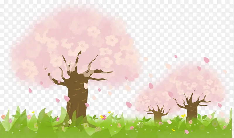 春天粉色茂密大树