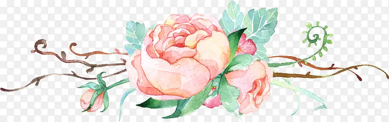 手绘玫瑰花插画展板