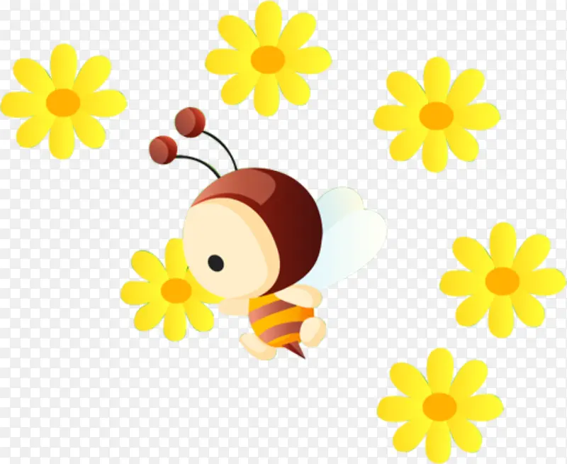 卡通花朵小蜜蜂