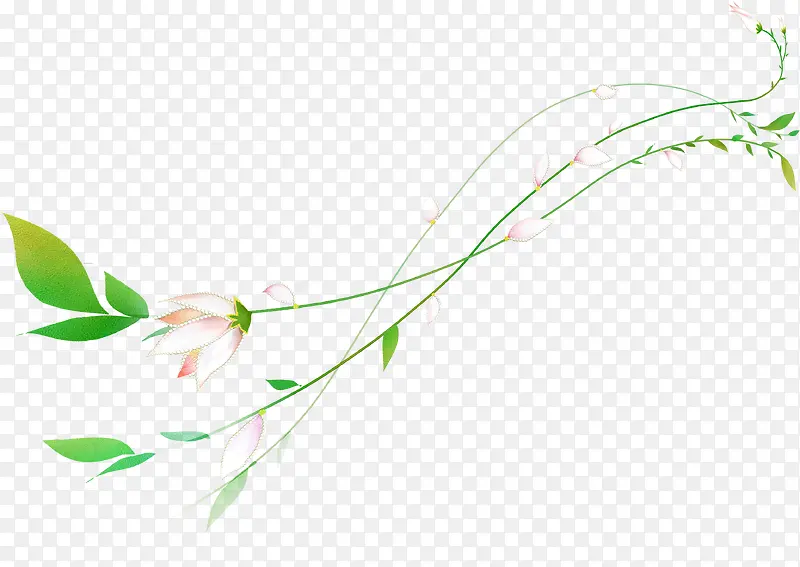 手绘卡通粉色花朵春节枝条