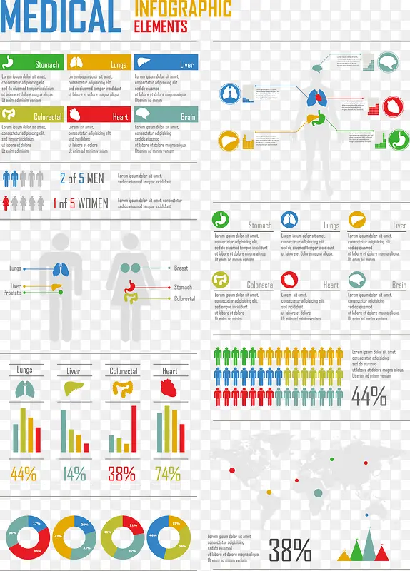 医学类PPT数据分析图矢量素材