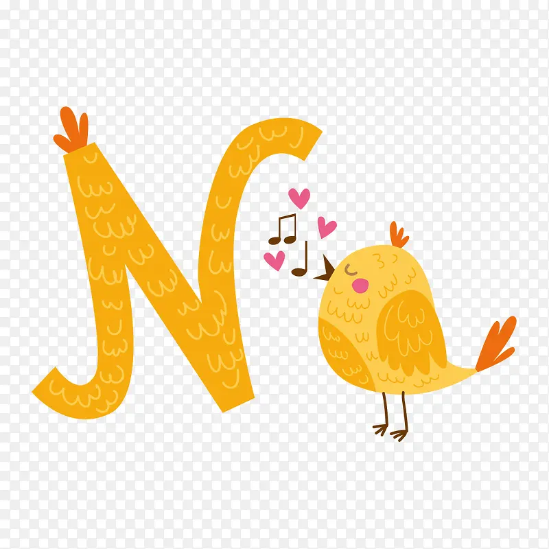小鸟字母N