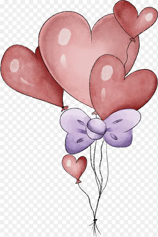 粉红色爱心气球束