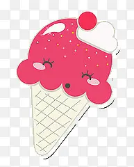 卡通草莓酱冰淇淋