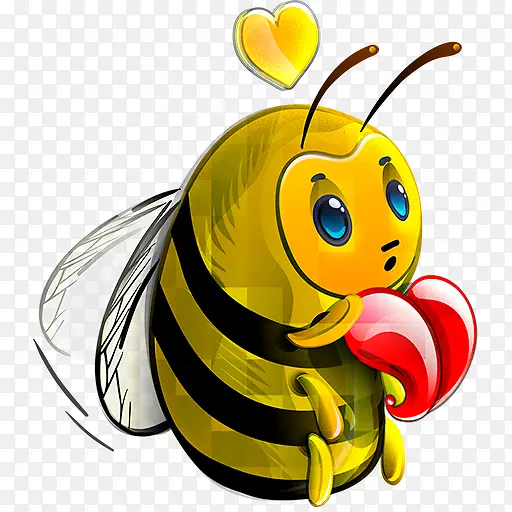 手绘黄色蜜蜂爱心