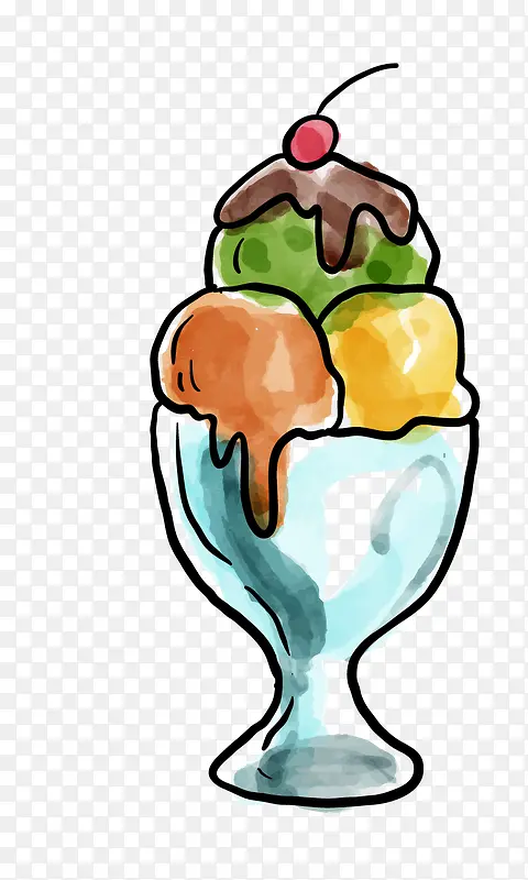 手绘巧克力水果冰淇淋