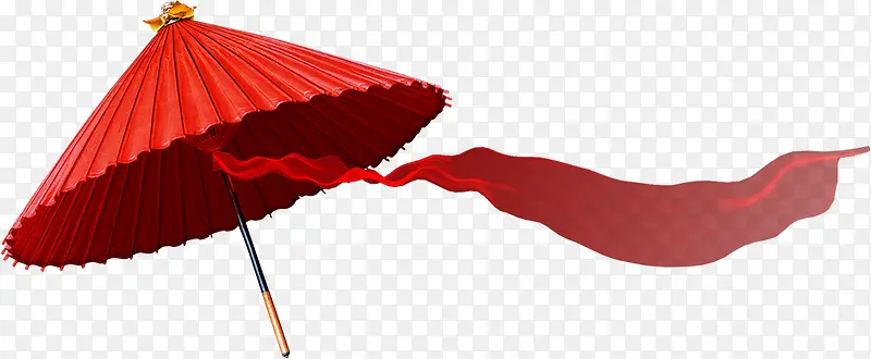 红色雨伞带飘带