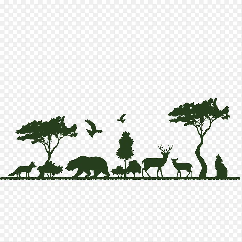 矢量动物和树