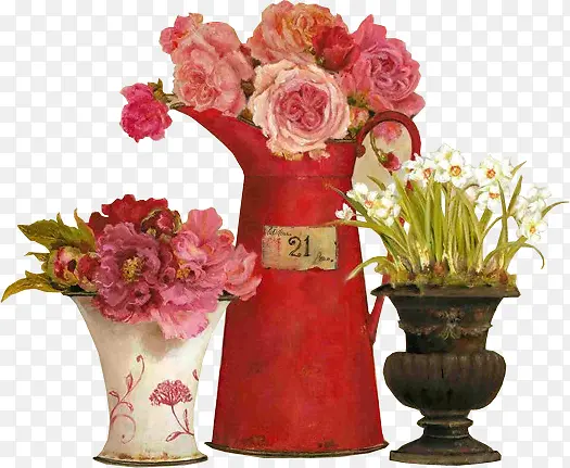 高清创意红色的花卉盆栽合成
