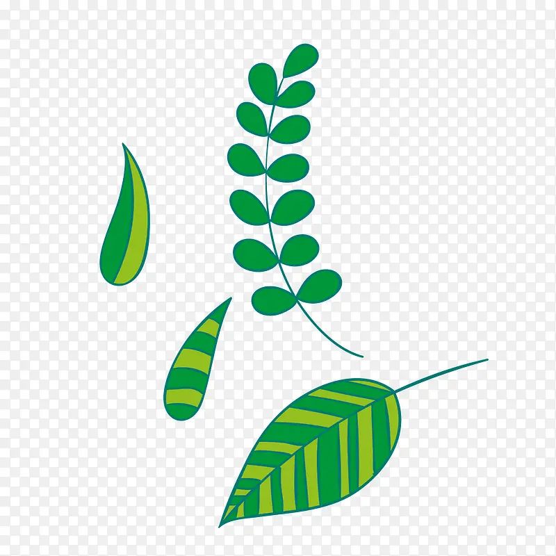 绿色卡通叶子植物矢量图