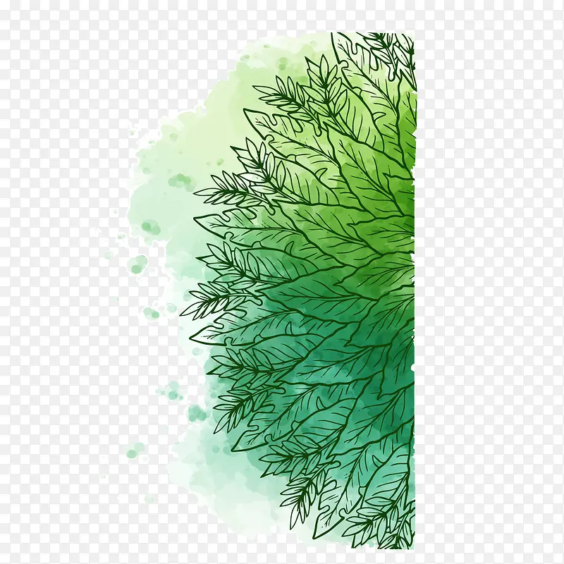 绿色手绘植物矢量素材
