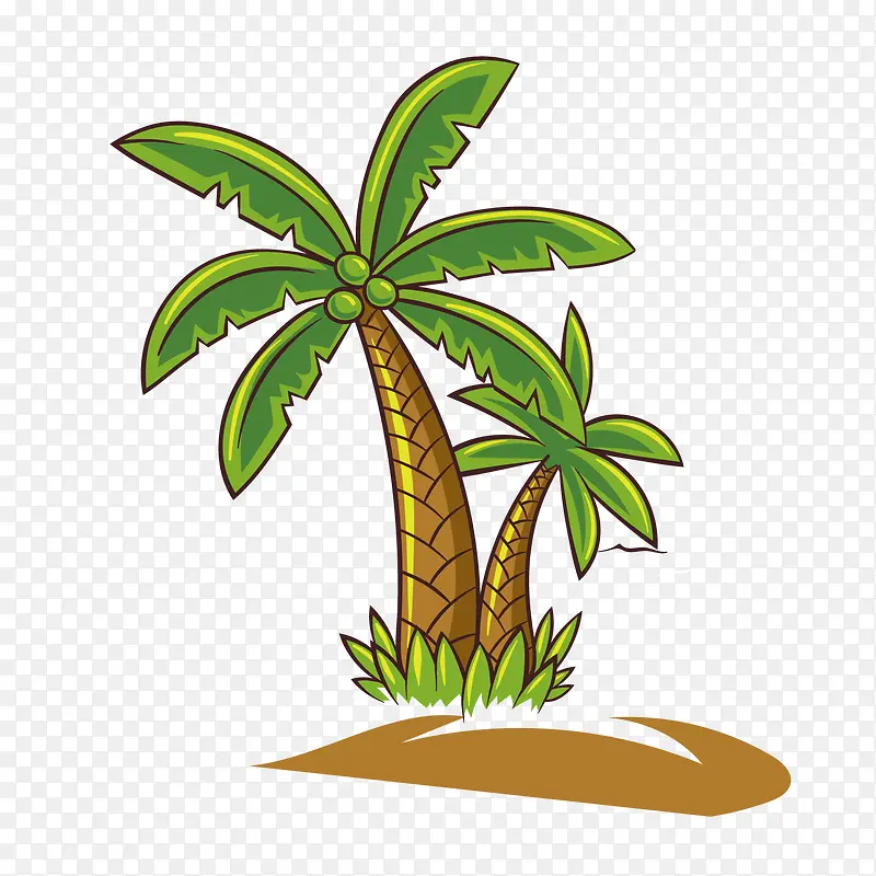彩绘棕榈树植物矢量图