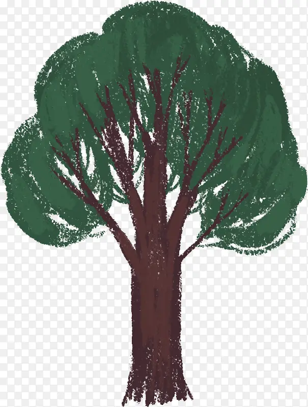 绿色手绘的大树