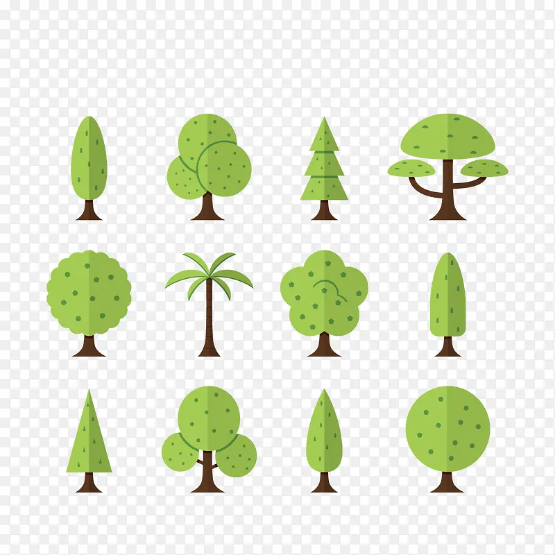 扁平化树木设计矢量图