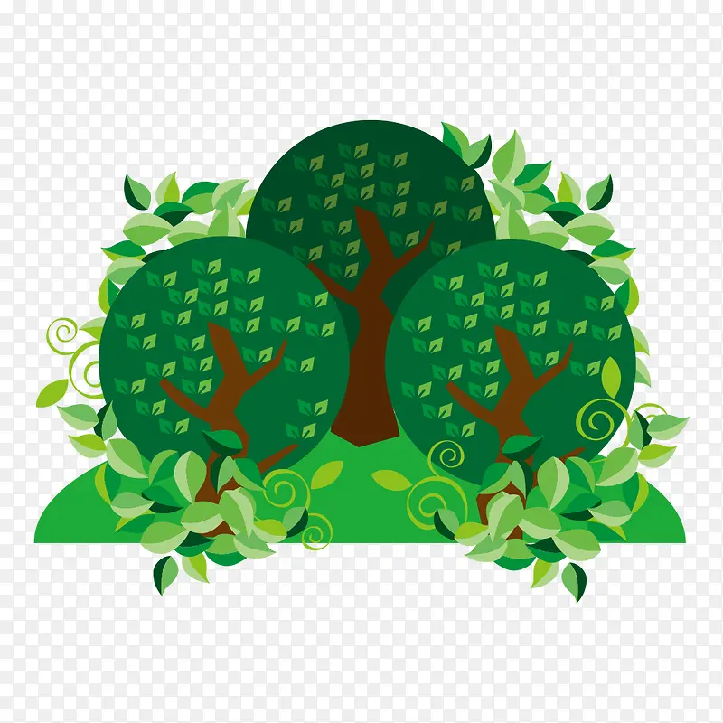 绿色的卡通树木装饰图