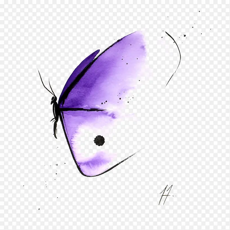 手绘卡通紫色蝴蝶