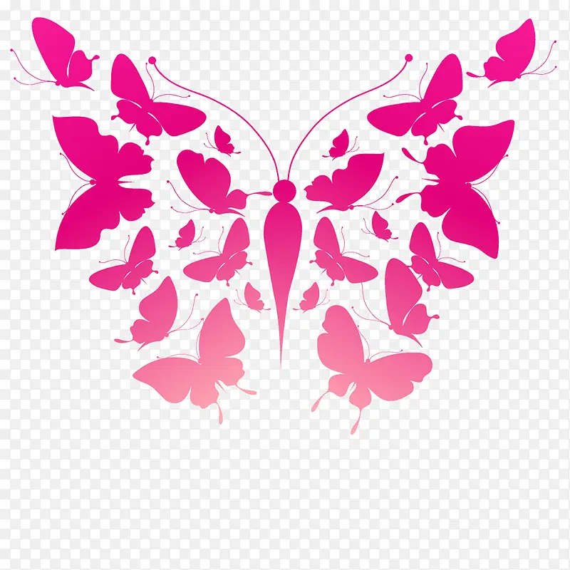 粉色蝴蝶 矢量图