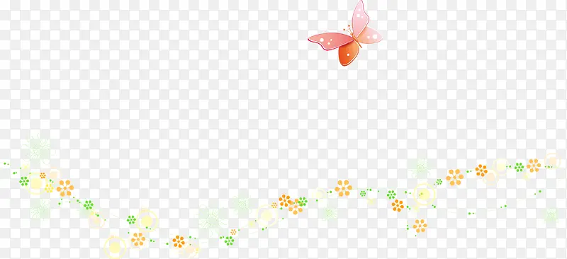 小花组成的彩带和蝴蝶