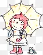 创意合成水彩打伞的小女孩