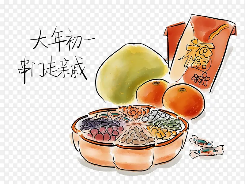 食品 春节 手绘 卡通
