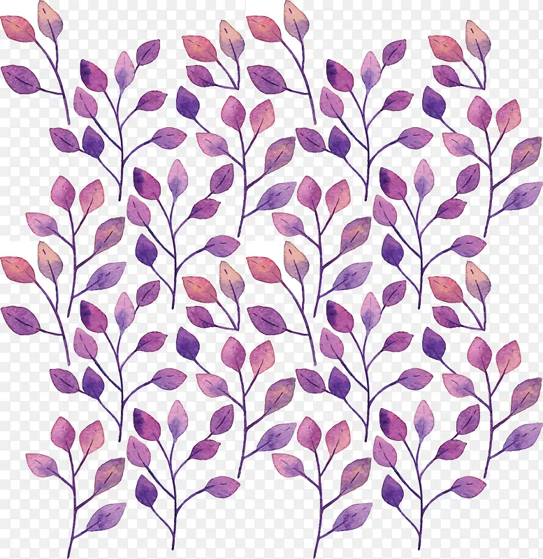 水彩紫色树叶花纹