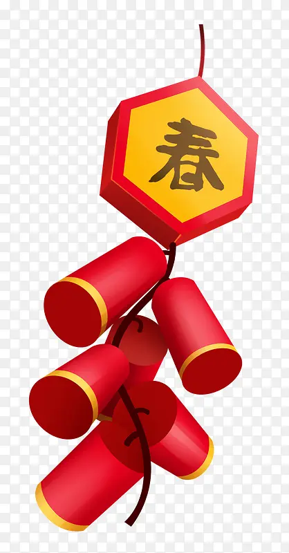 春节鞭炮卡通手绘