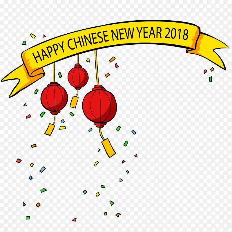 卡通彩色的春节海报装饰