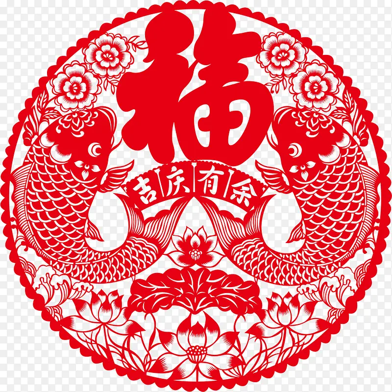 红色中国风春节剪纸