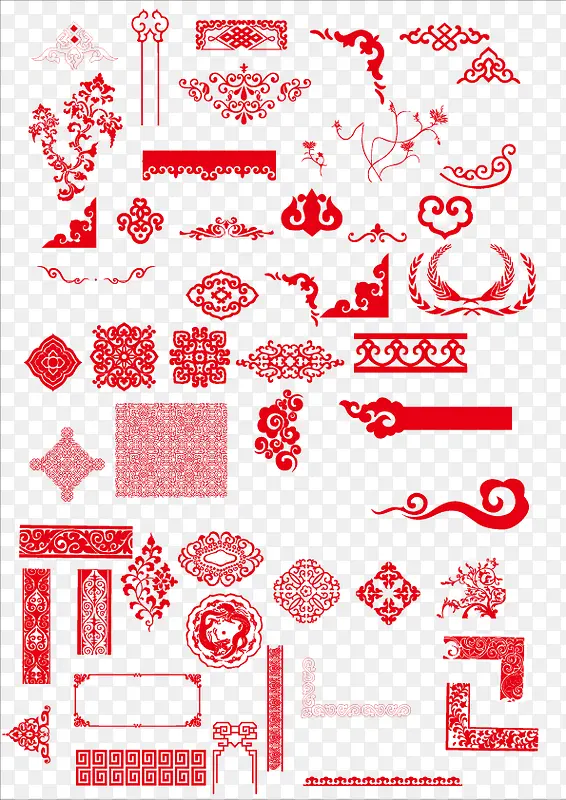 中国古典精品花纹红色花纹合集
