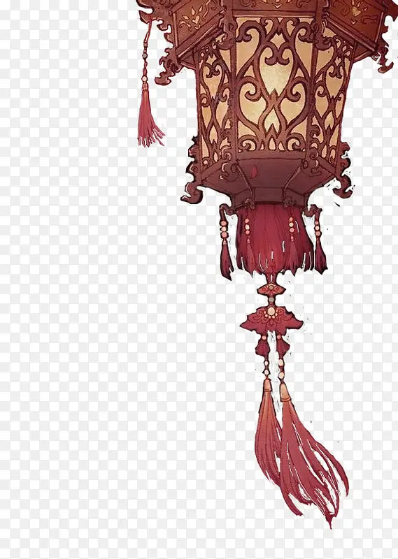 棕色中国风灯笼装饰图案