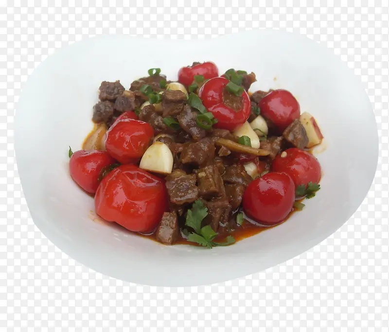 红焖牛腩美食俯视
