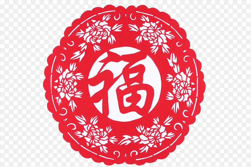 中国风红色福字窗花