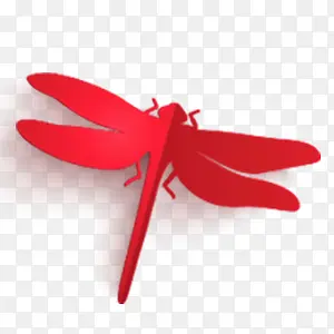 创意剪纸红色蜻蜓素材
