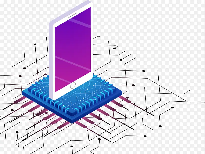2.5D手机数据矢量插画