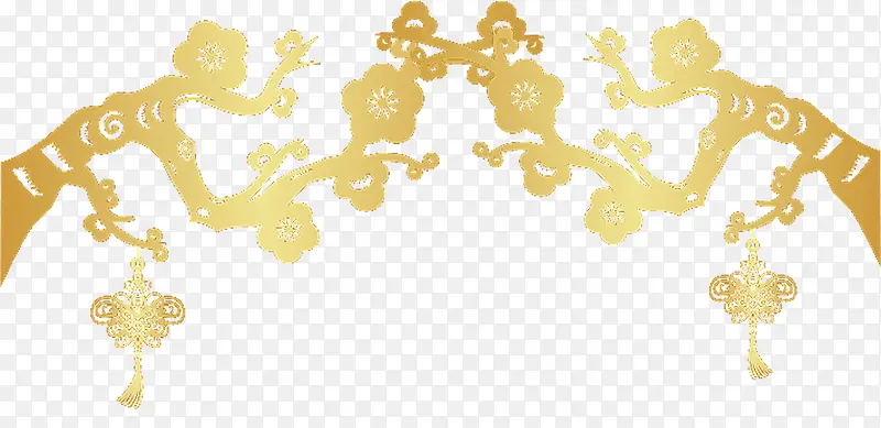 金色新年梅花装饰图案PNG图片素材下载_图片编号10036918-PNG素材网