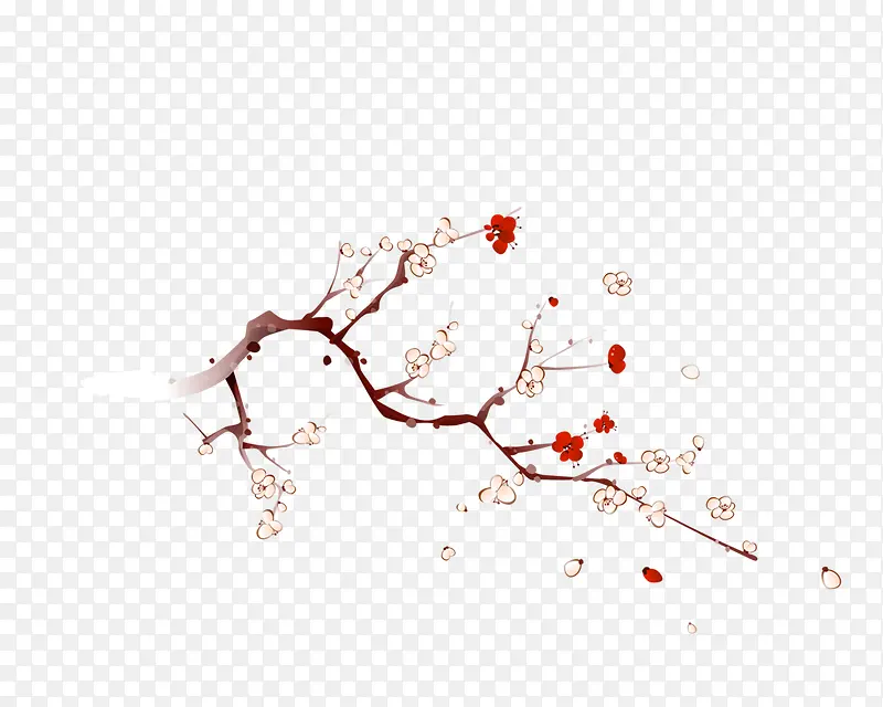枝头红色梅花