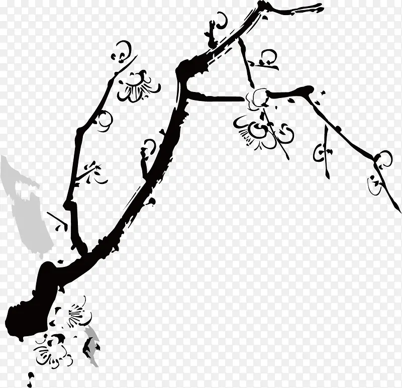 水墨矢量雪梅花素材