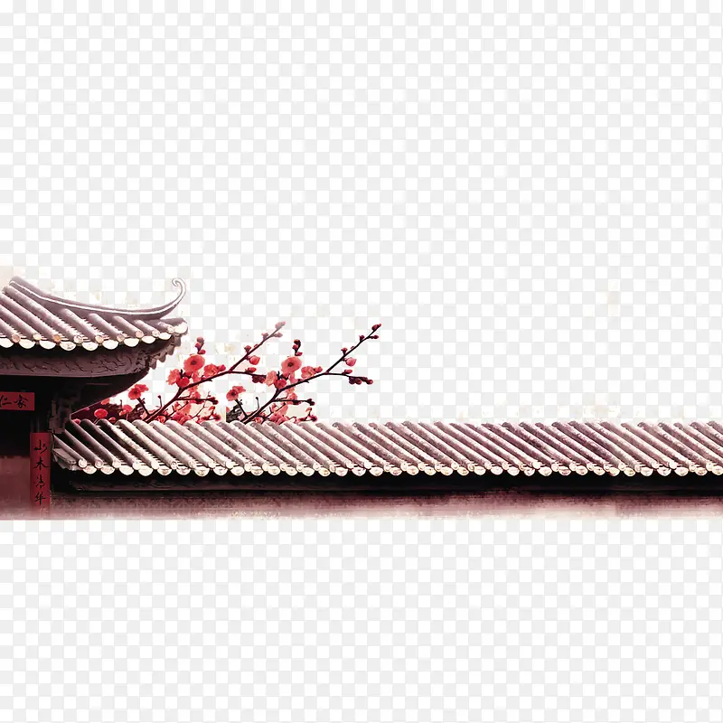 古典屋檐梅花