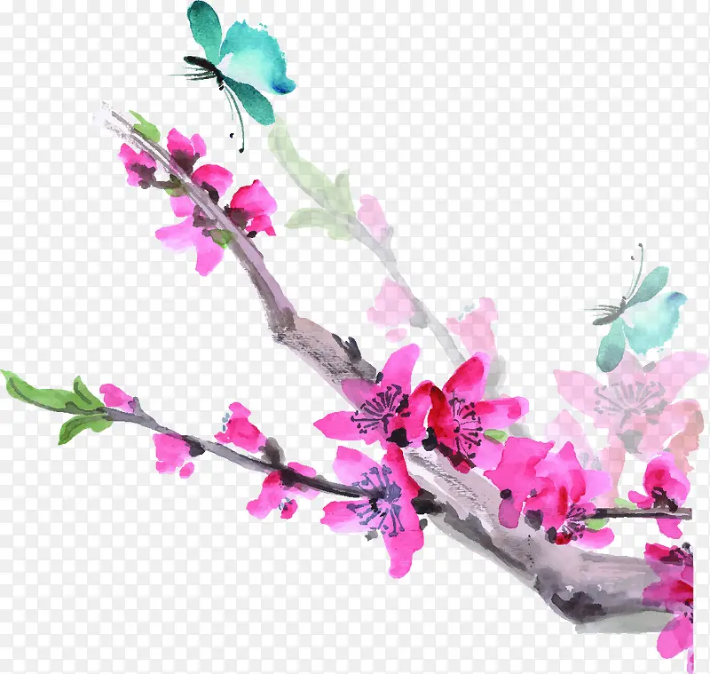 粉色水墨艺术梅花