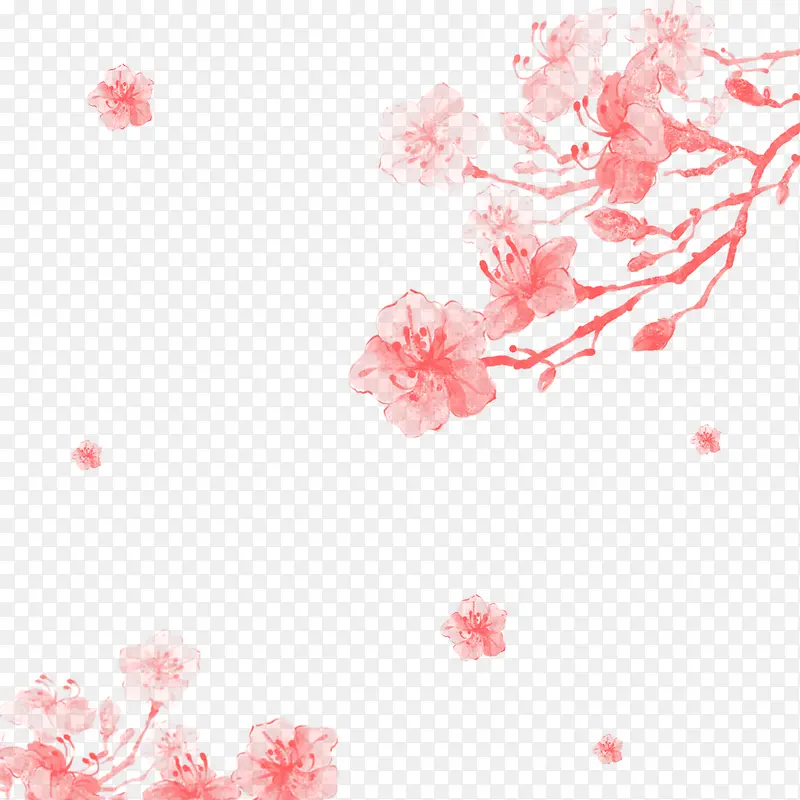 粉色水彩花卉装饰图案