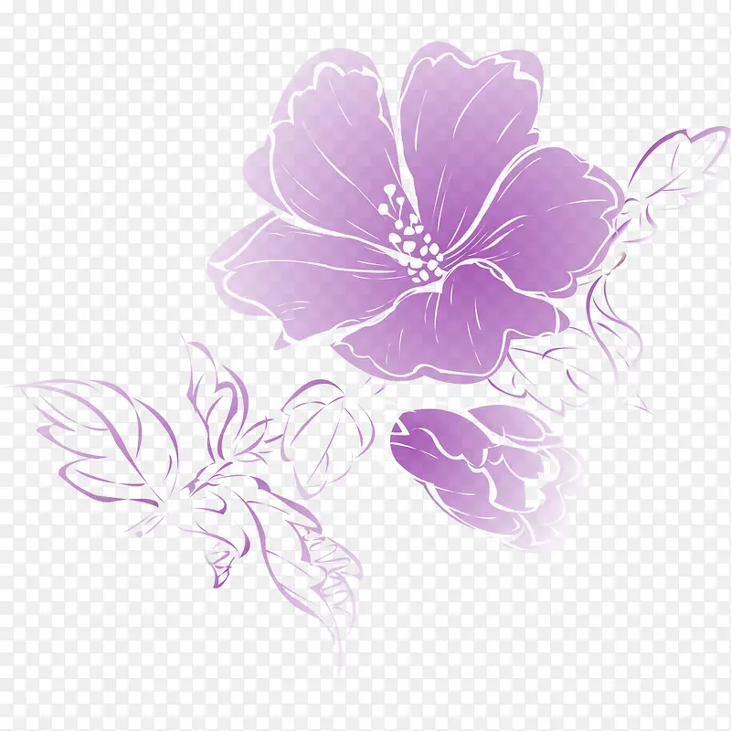 紫色水彩花卉