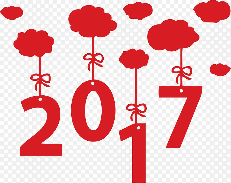 春节创意漂浮2017新年数字