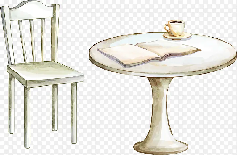 卡通油画矢量素材桌子椅子