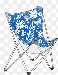 创意合成蓝色的碎花植物椅子