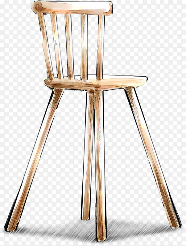 高清手绘素描木头椅子