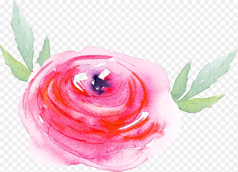 水彩手绘花朵抽象花朵玫红花朵