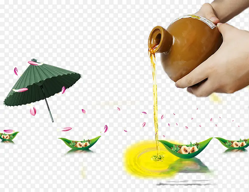 中国风粽子叶小船素材背景