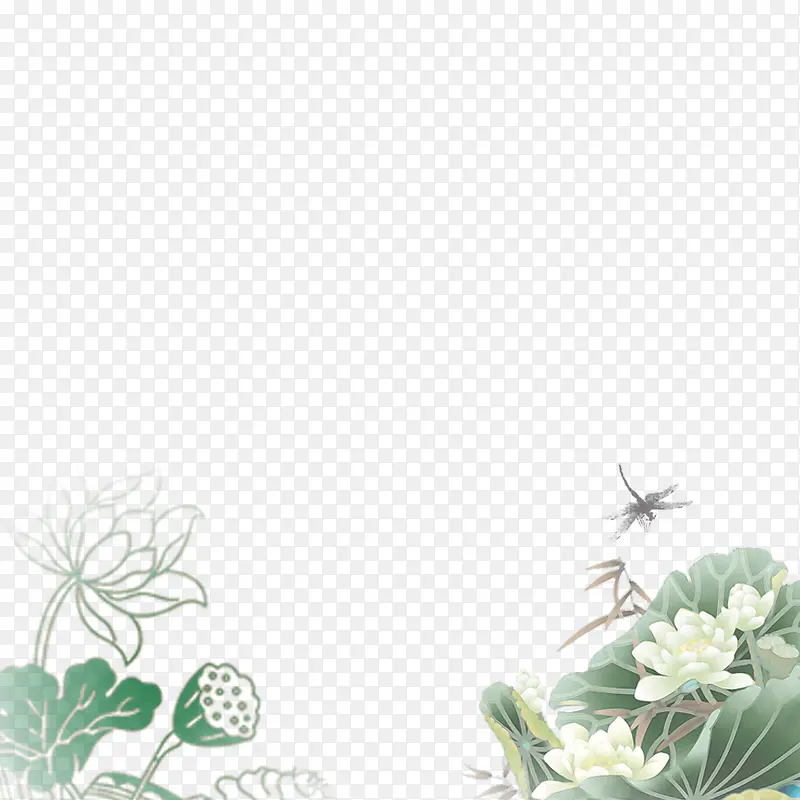 中国风荷花